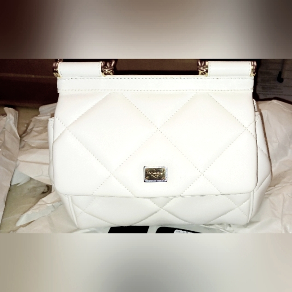 Brand New Dolce And Gabbana Mini Sicily Quilted Leather Satchel White - Picture 2 of 8